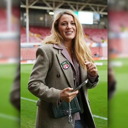 Blake Lively Wrexham Grey Coat