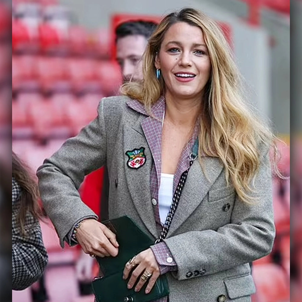 Blake Lively Wrexham Grey Coat