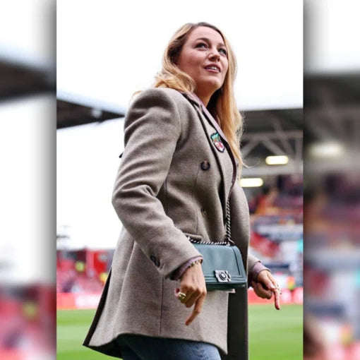 Blake Lively Wrexham Grey Coat
