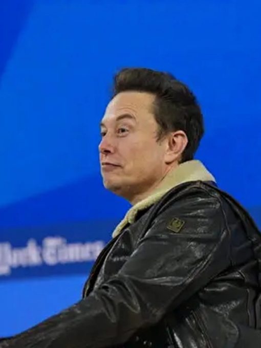 Dealbook Summit Elon Musk Shearling Real Leather Jacket
