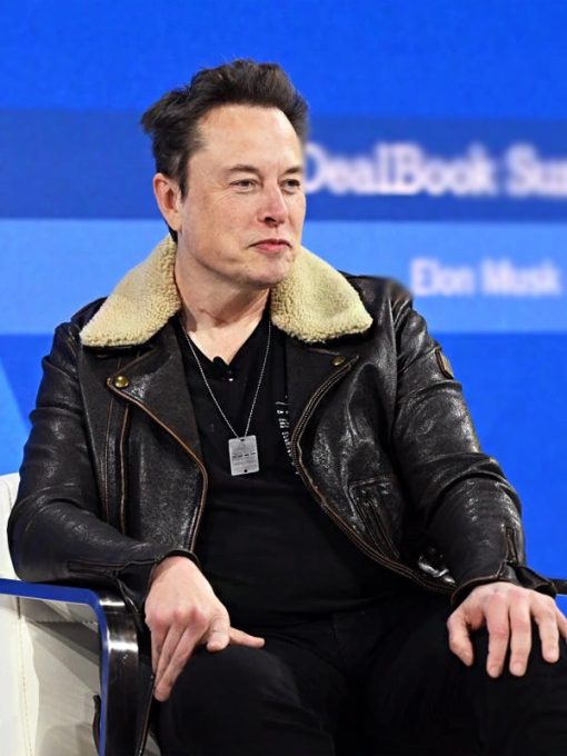 Dealbook Summit Elon Musk Shearling Real Leather Jacket