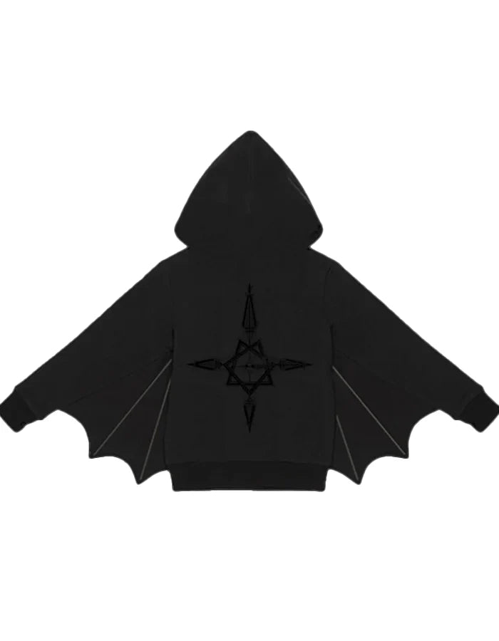 Ghost Bat Wing Black Hoodie