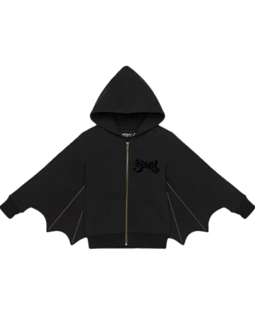 Ghost Bat Wing Black Hoodie