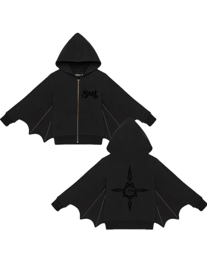Ghost Bat Wing Black Hoodie