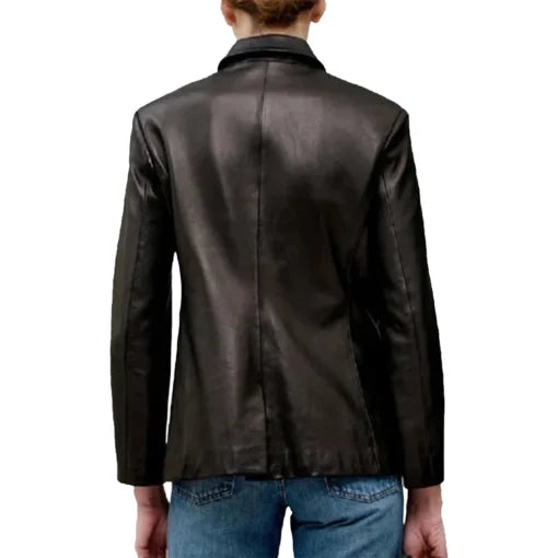 Jennifer Lawrence Black Leather Blazer