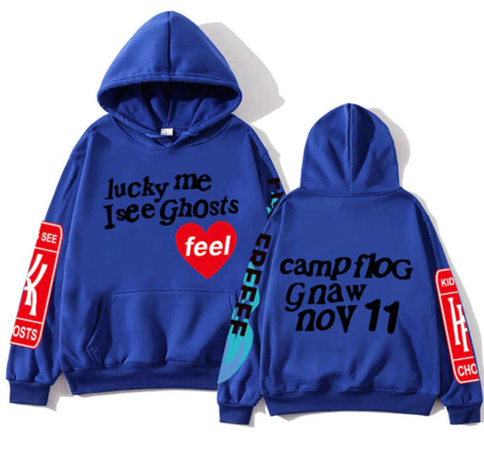 Kanye West Graffiti Letter Lucky me I see Ghosts Hoodie