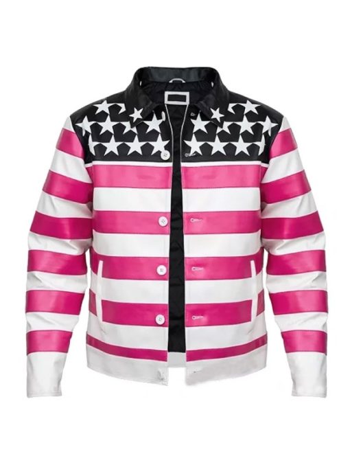 Lil Uzi Vert American Flag Pink and White Jacket