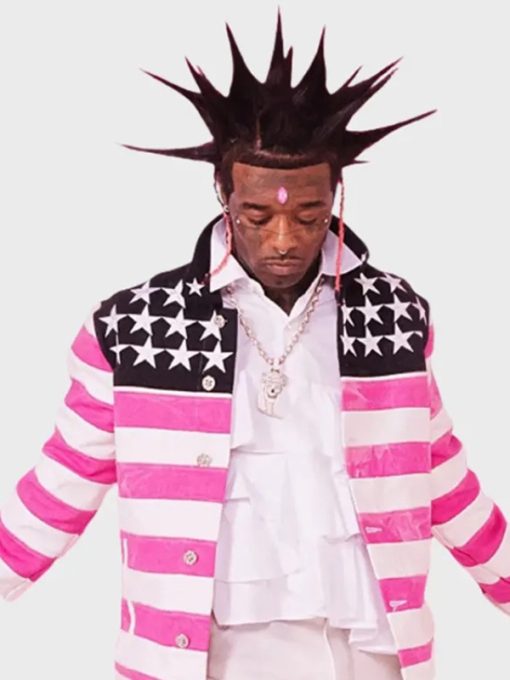 Lil Uzi Vert American Flag Pink and White Jacket