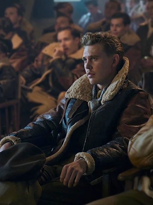 Masters Of The Air Austin Butler Leather Black and Brown Jacket