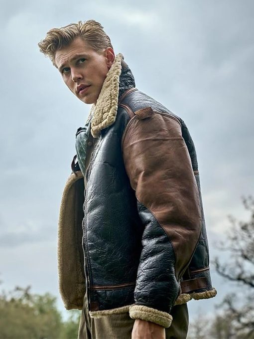 Masters Of The Air Austin Butler Leather Black and Brown Jacket