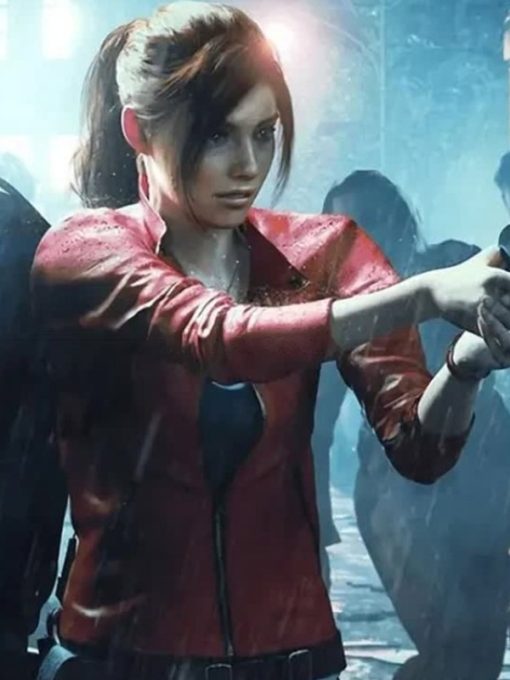 Resident Evil Death Island 2023 Claire Redfield Leather Red Jacket