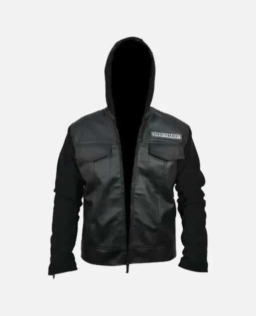 SOA Son of Anarchy Leather Hooded Black Jacket
