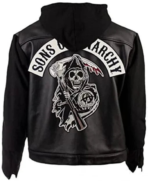 SOA Son of Anarchy Leather Hooded Black Jacket