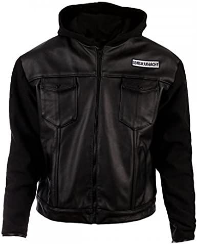 SOA Son of Anarchy Leather Hooded Black Jacket