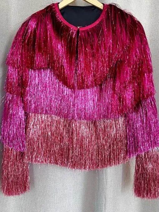 Saltburn Alison Oliver Fringe Fabric Jacket
