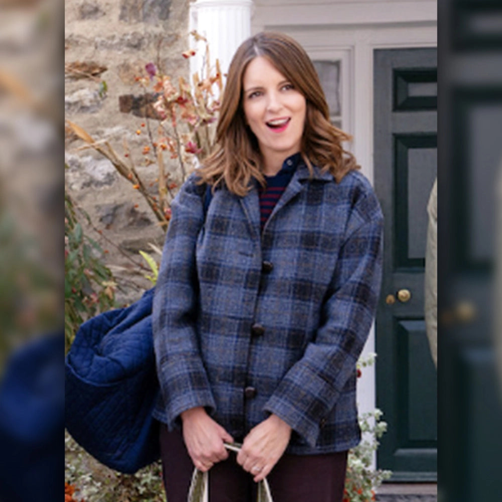 The Four Seasons Tina Fey Plaid Blue Jacket