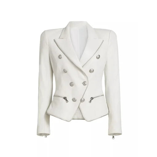 The View Ana Navarro White Faux Leather Blazer