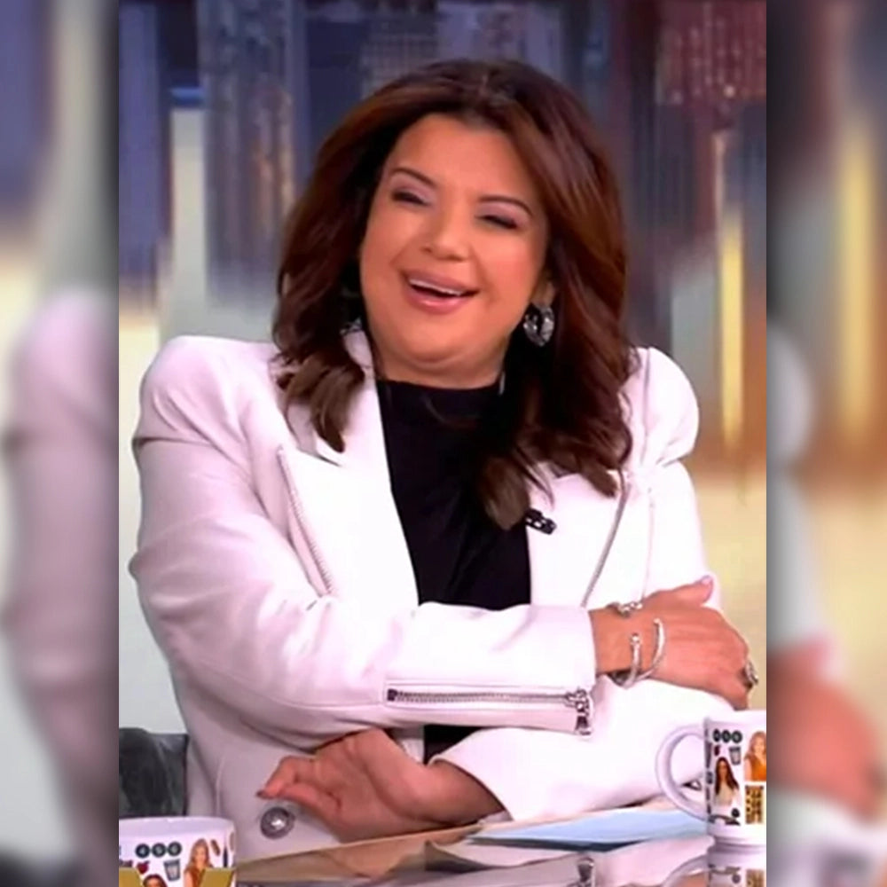 The View Ana Navarro White Faux Leather Blazer