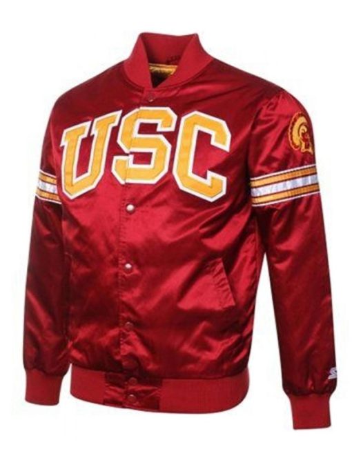 USC Trojans Football Red Satin Button-Up Jacket