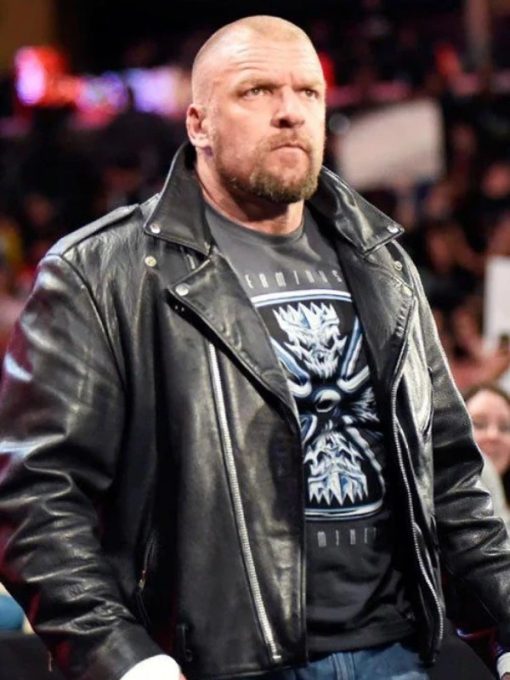 WWE Triple H Raw Biker Leather Black Jacket