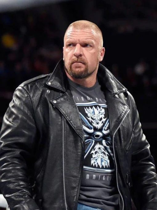 WWE Triple H Raw Biker Leather Black Jacket